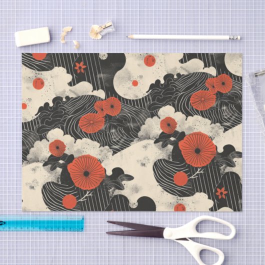 Rood en zwart oosters tissuepapier (Craft)