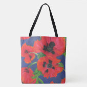 Rood en zwart oosterse papaver oliepastels tote bag (Voorkant)