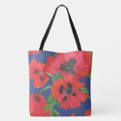 Rood en zwart oosterse papaver oliepastels tote bag (Achterkant)