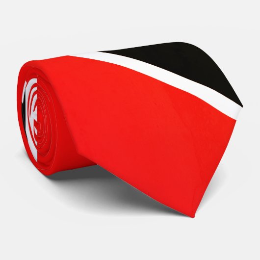 Rood en zwart op wit stropdas (Opgerold)