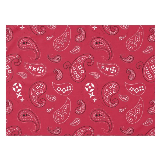 Rood en Zwart Paisley Western Bandana Print Tafelkleed (Voorkant (Horizontaal))
