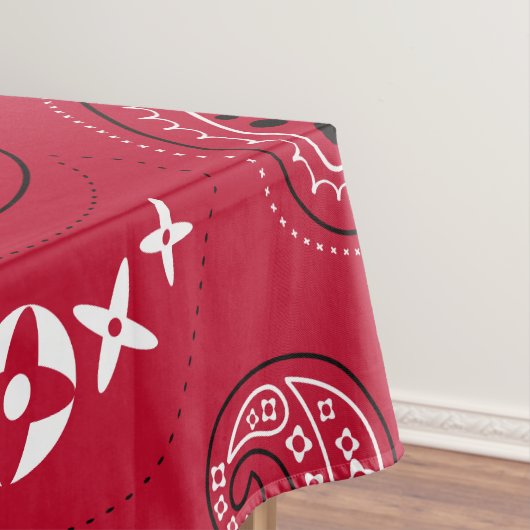 Rood en Zwart Paisley Western Bandana Print Tafelkleed (Voorbeeld)