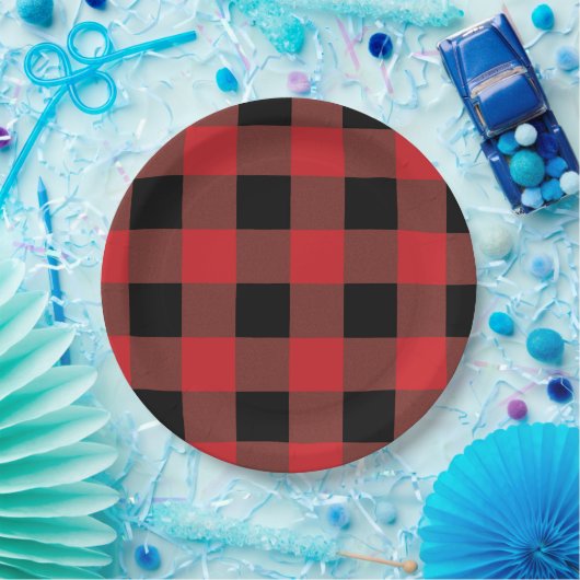 Rood en zwart papieren bordje (Feest)