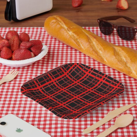 Rood en zwart papieren bordje (Picknick)