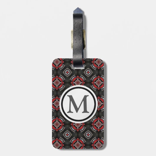 Rood en zwart Patroon Bagagelabel (Achterkant verticaal)