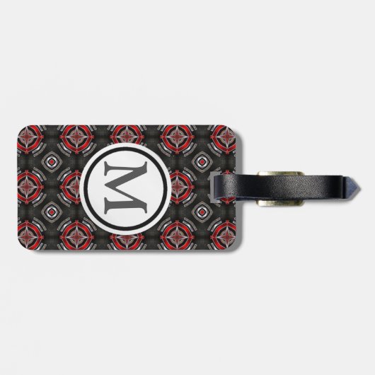 Rood en zwart Patroon Bagagelabel (Achterkant horizontaal)