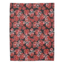 Rood en zwart patroon - gekko's en bladeren