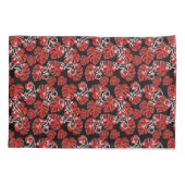 Rood en zwart patroon - gekko's en bladeren kussensloop (Achterkant)