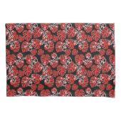 Rood en zwart patroon - gekko's en bladeren kussensloop (Voorkant)