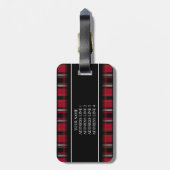 Rood en zwart patroon met tartan bagagelabel (Achterkant verticaal)