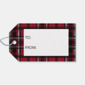 Rood en zwart patroon met tartan cadeaulabel (Achterkant Horizontaal)