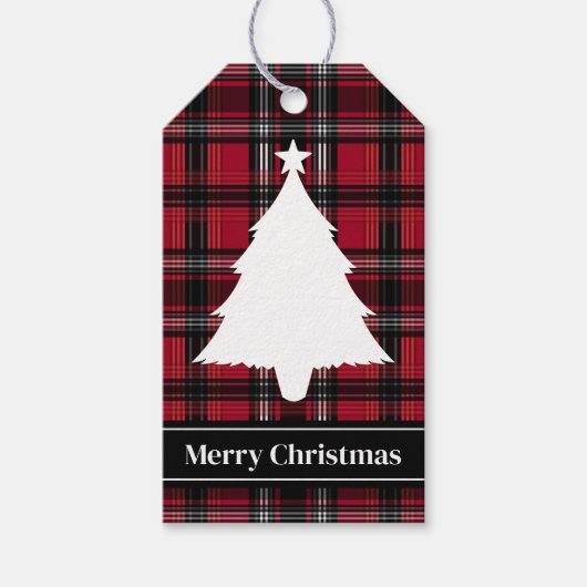Rood en zwart patroon met tartan cadeaulabel (Voorkant)