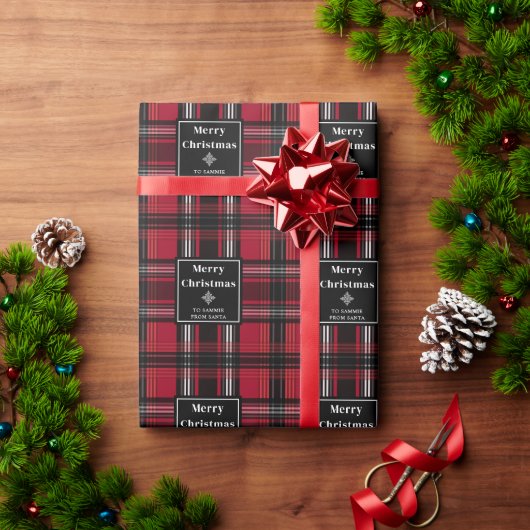 Rood en zwart patroon met tartan cadeaupapier (Feestdagen Geschenken)