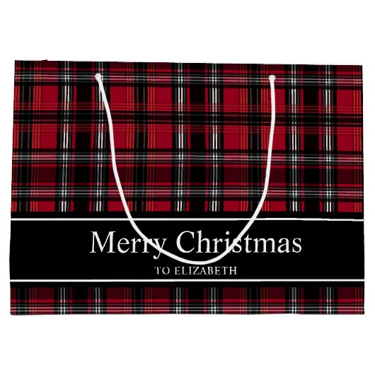 Rood en zwart patroon met tartan groot cadeauzakje (Achterkant)