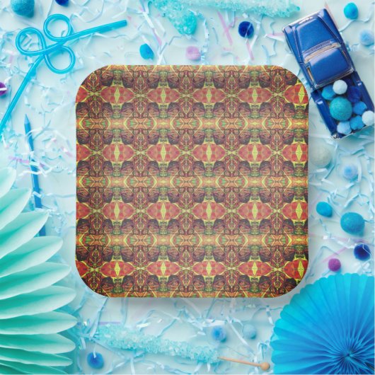 Rood en zwart patroon papieren bordje (Feest)