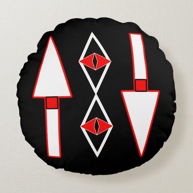 Rood en zwart patroon, Trend-inspiratie Rond Kussen (Voorkant)