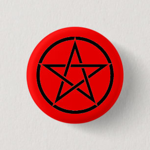 Rood en zwart Pentacle Pentagram Button Badge