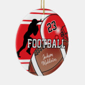 Rood en zwart personaliseren Football Keramisch Ornament (Rechts)