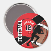 Rood en zwart personaliseren Football Magneet (Voorkant / Achterkant)