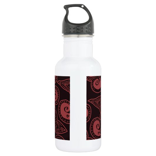 Rood en zwart Perzisch Mandala Star Pattern Waterfles (Achterkant)