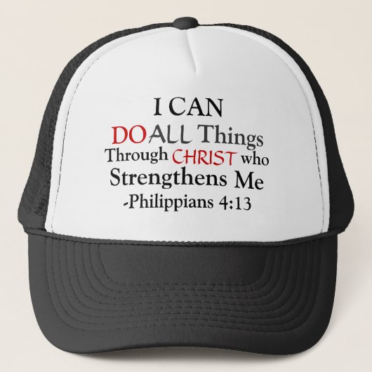 Rood en zwart PHILIPPIANS 4:13 Trucker Pet (Voorkant)