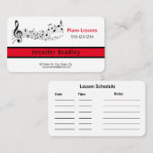 Rood en zwart, Piano-leraar Visitekaartjes (Voorkant / Achterkant)