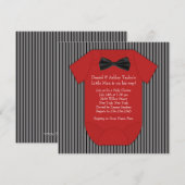 Rood en zwart Pinstripe Baby shower Kaart (Voorkant / Achterkant)