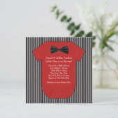 Rood en zwart Pinstripe Baby shower Kaart (Staand voorkant)