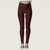 Rood en zwart Pinstripe Leggings (Voorkant)