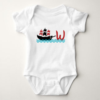 Rood en zwart piratenschip met monogram romper