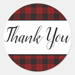 Rood en Zwart Plaid Favor Stickers