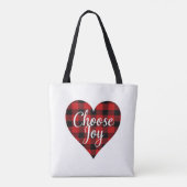 Rood en zwart Plaid Heart Motivatie kunst Tote Bag (Achterkant)