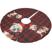 Rood en Zwart Plaid met Engels Bulldog Kerstmis Kerstboom Rok (Gekanteld)