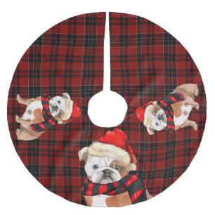 Rood en Zwart Plaid met Engels Bulldog Kerstmis Kerstboom Rok