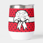 Rood en Zwart Polka Dot White Bow gepersonaliseerd (Links)