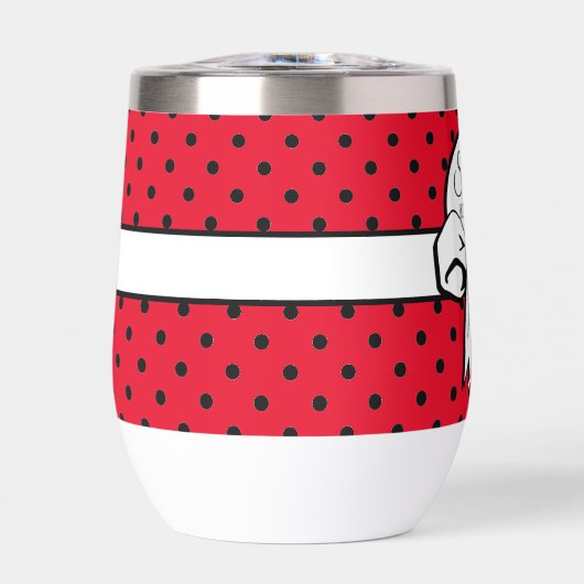 Rood en Zwart Polka Dot White Bow gepersonaliseerd (Voorkant)