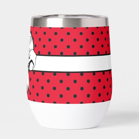 Rood en Zwart Polka Dot White Bow gepersonaliseerd (Achterkant)