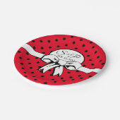 Rood en Zwart Polka Dot White Bow gepersonaliseerd Papieren Bordje (Gekanteld)
