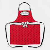 Rood en Zwart Polka Dot White Bow gepersonaliseerd Schort (Voorkant)