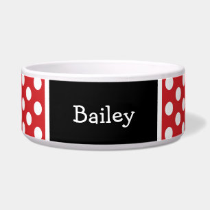Rood en Zwart Polka Dots Monogram Voerbakje
