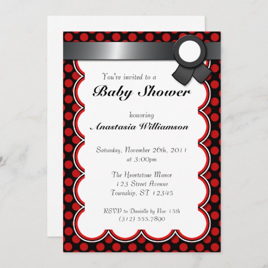 Rood en zwart poolaire stip Babyschoenen Kaart (Voorkant / Achterkant)