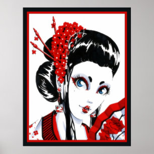 Rood en zwart poster