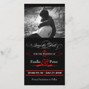 Rood en zwart Poster opslaan Datum opslaan Save The Date
