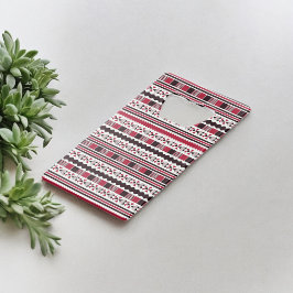 Rood en zwart proefpatroon creditkaart flessenopener