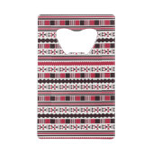 Rood en zwart proefpatroon creditkaart flessenopener (Achterkant)