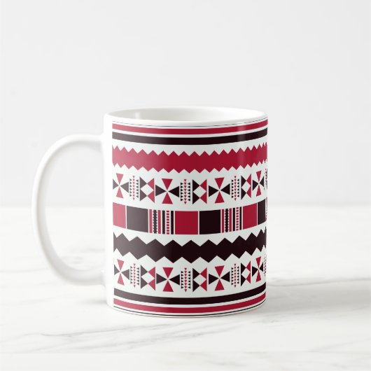 Rood en zwart proefpatroon koffiemok (Links)