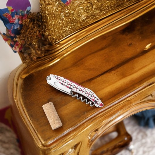 Rood en zwart proefpatroon kurkentrekker