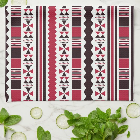 Rood en zwart proefpatroon theedoek (Gevouwen)