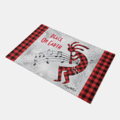 Rood en zwart Pset Kokopelli-kerstdeurmat Deurmat (Schuin)