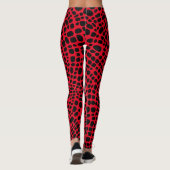 Rood en zwart psychedelisch huidpatroon leggings (Achterkant)